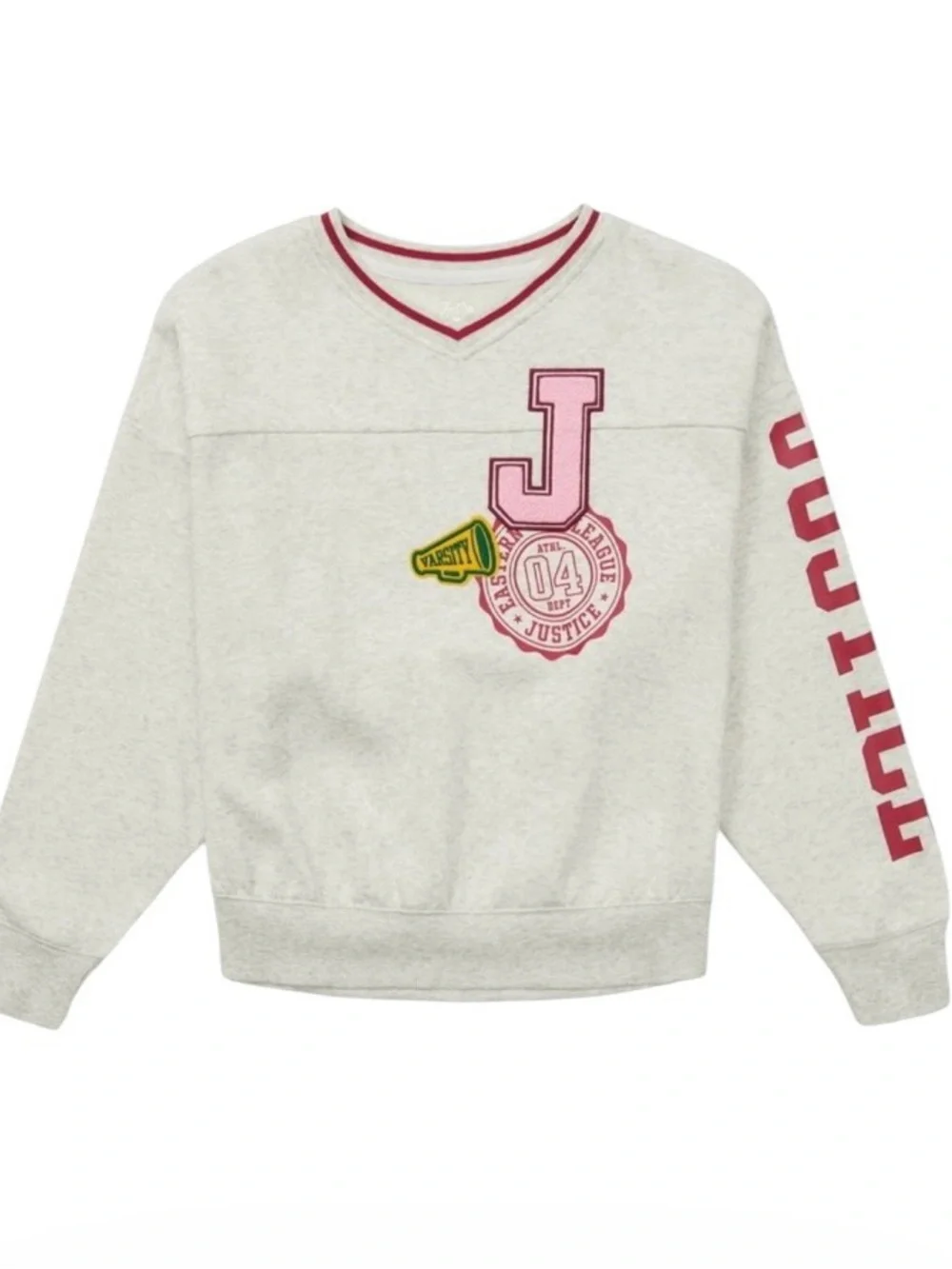 Justice Girls Varsity V-neck Sweatshirt